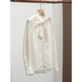 衬衫 上衣0.14 V领单排扣飘带设计通勤职业风气质百搭款 时尚 新品