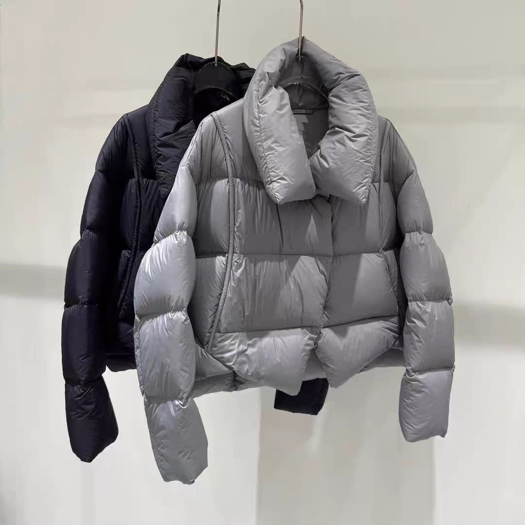 白鸭绒羽绒服 时尚新款翻领按扣开襟设计感高腰短款百搭 外套0.62