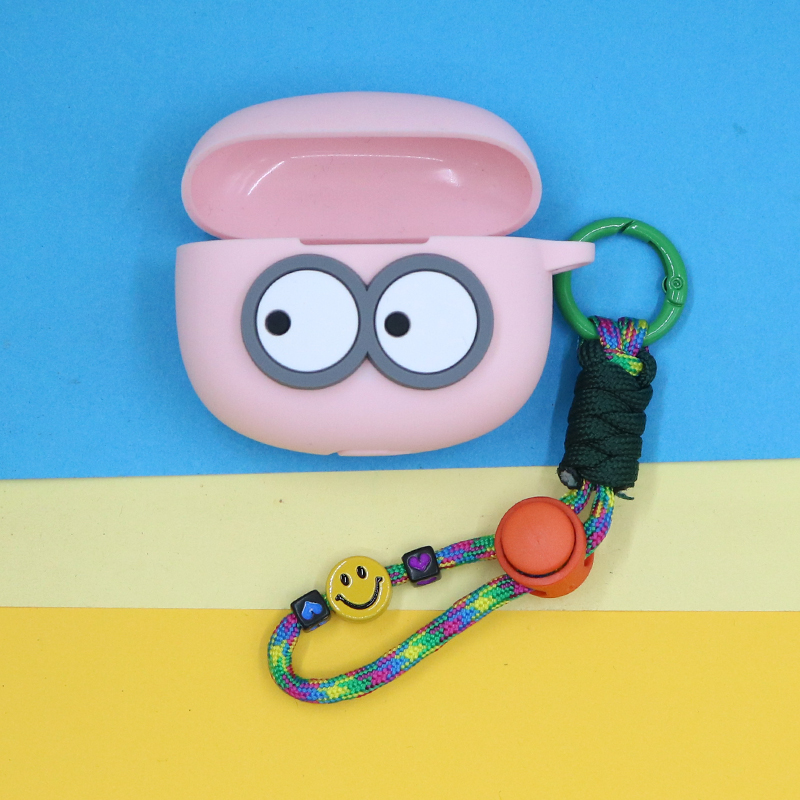 适用华为荣耀EarbudsX5SPro蓝牙耳机保护套X6个性小清新可爱简约萌卡通大眼睛开心笑脸手绳挂饰X5i硅胶软壳