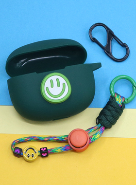 适用QCY Crossky C30S/C50耳夹式蓝牙耳机保护套AilyPods可爱萌卡通开心笑脸表情短手绳挂饰T20防摔硅胶软壳