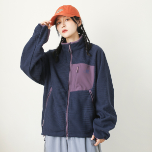 漫渡美式 潮牌宽松情侣波浪摇粒绒户外抓绒外套秋冬冲锋衣内胆软壳
