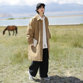 漫渡日系休闲长款 风衣外套cityboy中性男女纯色户外宽松工装 复古