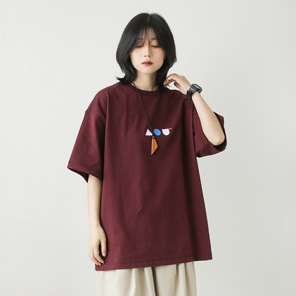 夏季美式重磅320G创意设计印花基础t恤短袖纯棉男女宽松国潮半袖