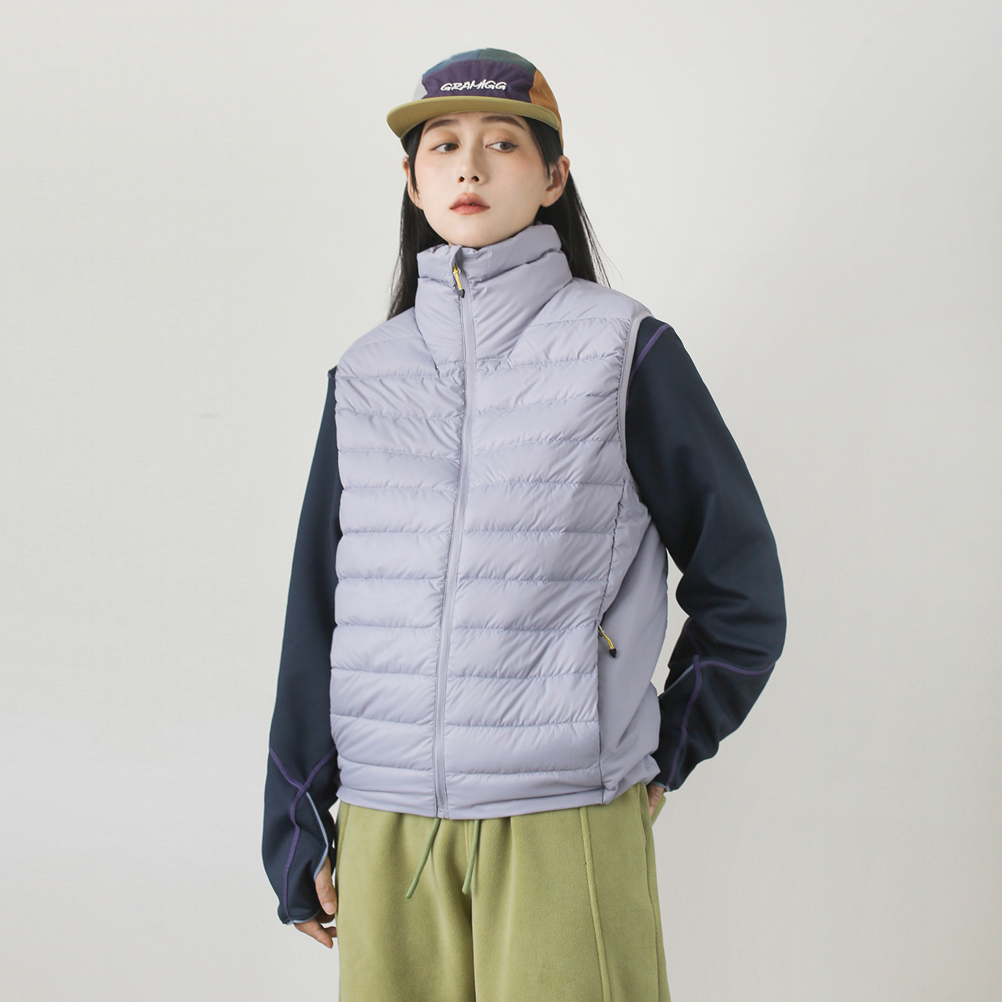 轻户外排骨羽绒服马甲女高领内胆