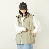 漫渡日系潮牌户外工装 背心山系情侣连帽夹克 机能风马甲宽松无袖