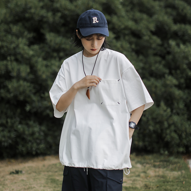 日系中性风口袋小众设计短袖T恤