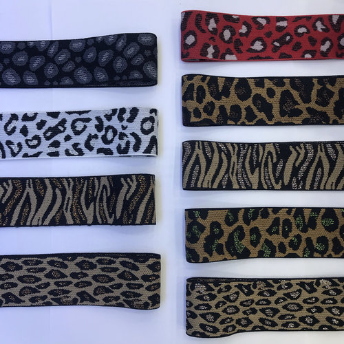 厂家现货直供束腰弹力带迷彩橡筋辅料批发金银丝豹纹提花松紧带