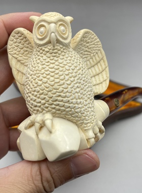 小猪烟斗二手海泡石美国CAO猫头鹰大师imet bekler签名斗70年代