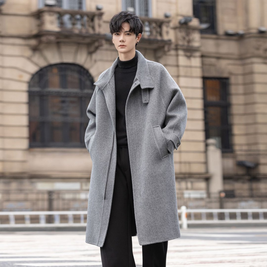 双面绒中长款加厚毛呢大衣