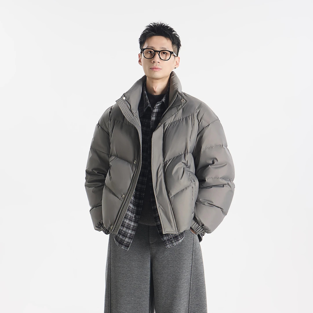 E77『约在冬季』格纹拼接叠穿假两件棉衣简约保暖棉服J88-P178，男装棉衣，星座918-1