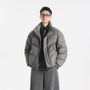 E77『约在冬季』格纹拼接叠穿假两件棉衣简约保暖棉服J88-P178，男装棉衣，星座918-1