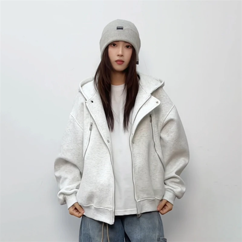 潮牌情侣外套连帽衫男女同款卫衣痞帅慵懒风早秋中性风W886-P75，女装短外套，星座918-1