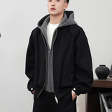 假两件撞色休闲连帽卫衣宽松秋季夹克美式外套J98-P95-加棉P105，男装夹克，星座918-1