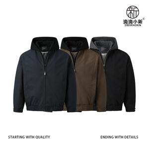 冬季假两件拼接连帽加厚夹克外套新品双色毛绒内里J97-P118图片