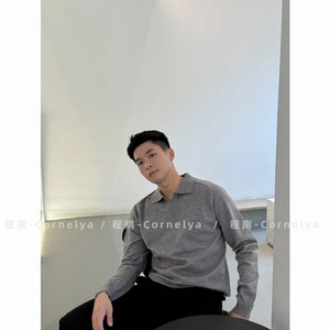 老钱风格调混纺极简百搭POLO针织衫长袖 M898-P58图片