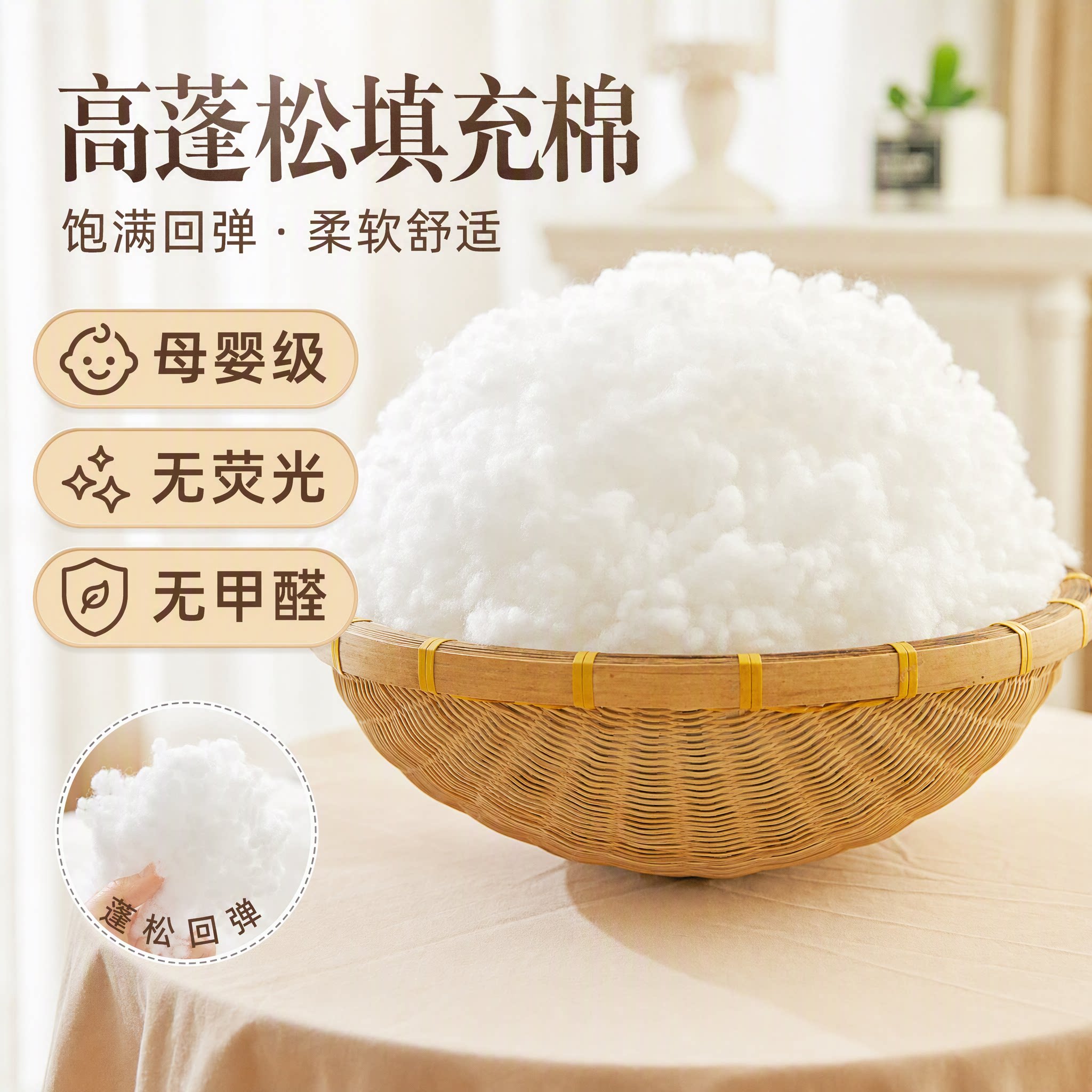 PP棉丝状蓬松高弹手工填充物图片