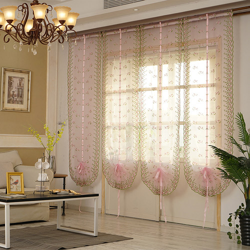 免打孔装饰绣花田园风格纱帘