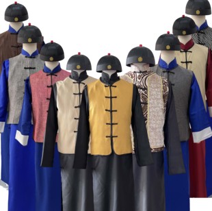 租财主中式唐风唐装地主服老爷马褂马甲坎肩少爷年会元旦清末民初