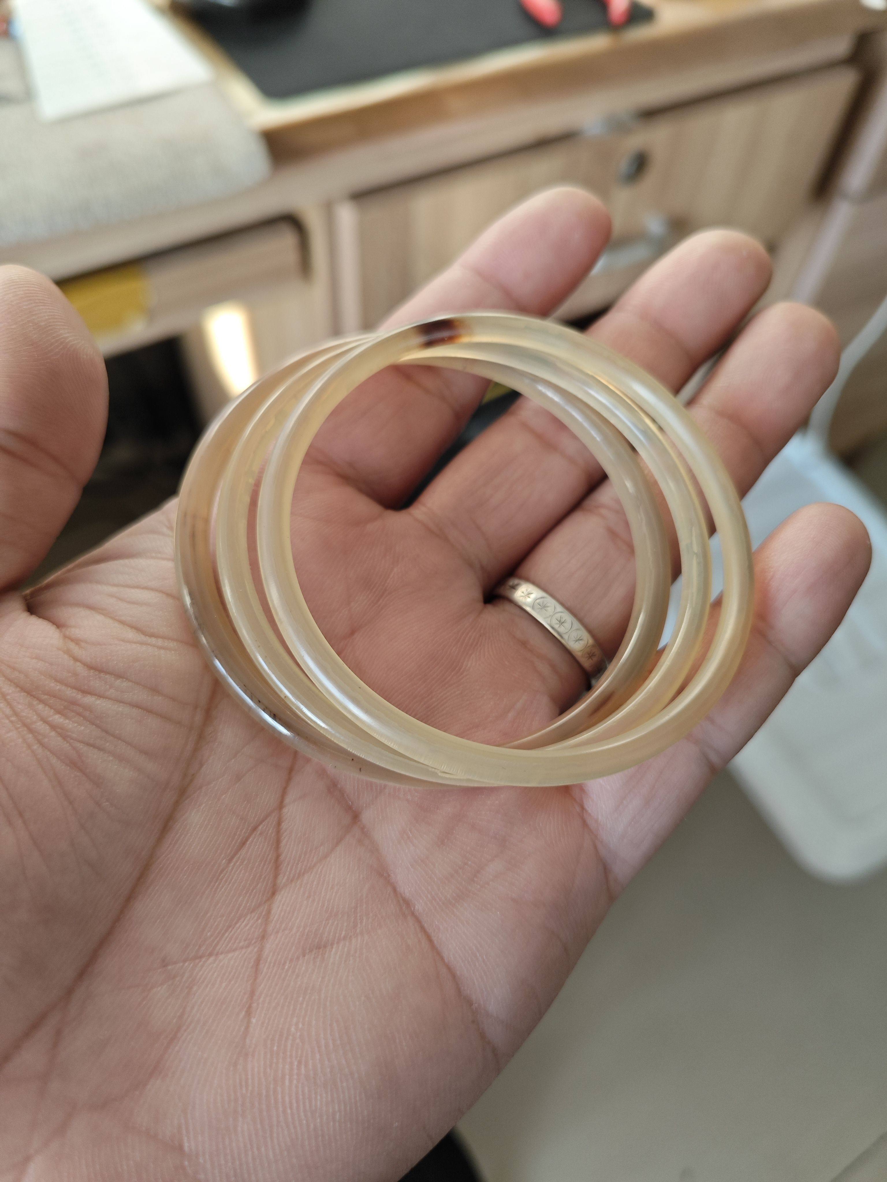 羚羊天然牦牛角少女小手镯纯色牛手镯