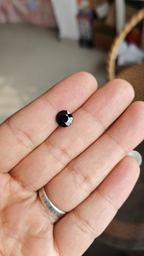 天然山东蓝宝石裸石AA级黑蓝宝昌乐蓝尺寸圆8重2.2ct04081