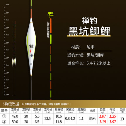 轻口小碎目鲫鱼漂超灵敏顿口纳米浮漂防风浪抗走水竞技浮标醒目尾