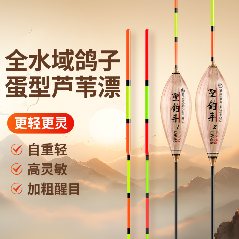 鸽子蛋芦苇行程浮漂高灵敏鲫鱼漂醒目鲤鱼漂抗风浪防走水专用鱼漂