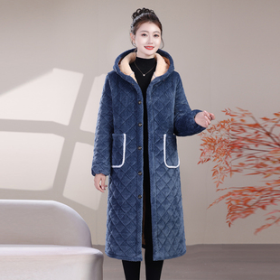 棉服加厚保暖防寒棉衣外套工作服加长款过膝盖女装加绒罩衣家居服
