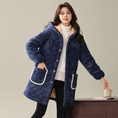 加绒加厚罩衣冬新中老年围裙耐脏棉服保暖工作服夹棉长袖 棉衣外套