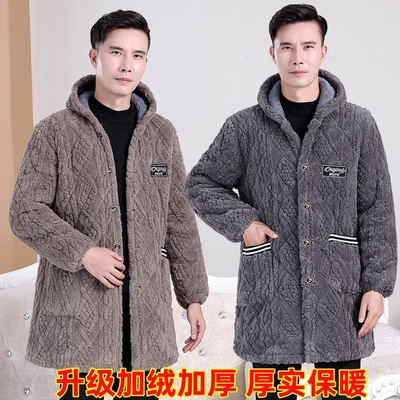 男士冬季加厚棉衣罩衣加绒棉服棉袄大码宽松保暖中长款工作服外套