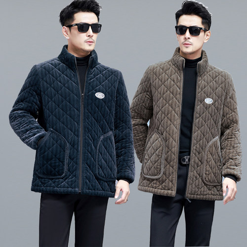 男秋冬季立领短款保暖棉衣