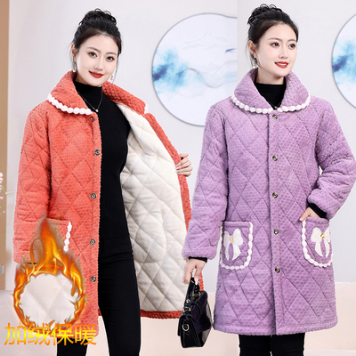 中长款休闲宽松家居服棉衣加厚
