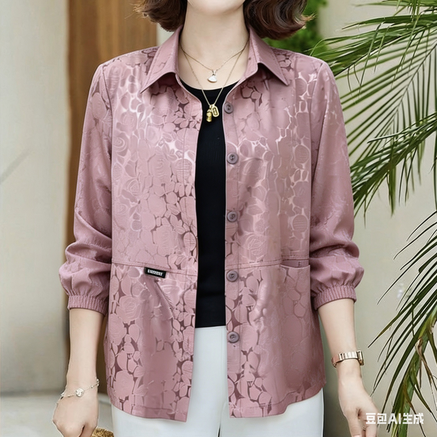 妈妈外套女款夏轻薄女士翻领开衫2026新款Z中老年短款长袖上衣女