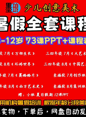 暑假全套课程-少儿童创意美术艺术史世界绘画美育PPT机构培训课件
