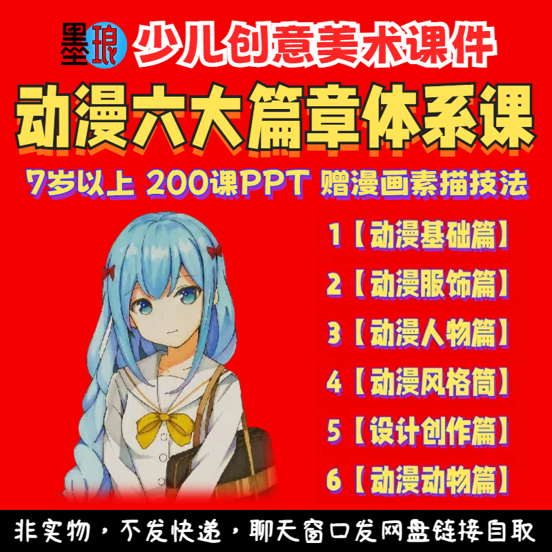动漫六大体系课程-少儿童创意美术漫画卡通Q版基础教学课件ppt