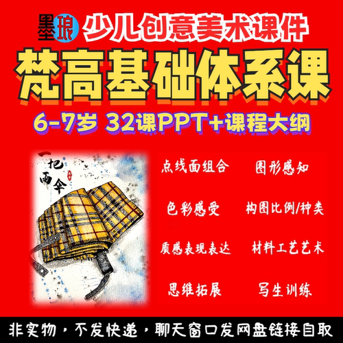 梵高基础体系课-少儿童创意美术质感训练系统教学大纲绘画课件ppt