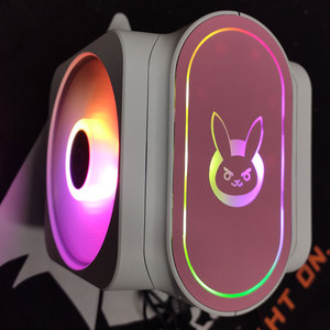 超频三东海逐鹿GI-D66A粉色白色浅蓝色CPU散热器rgb风冷6铜管定制