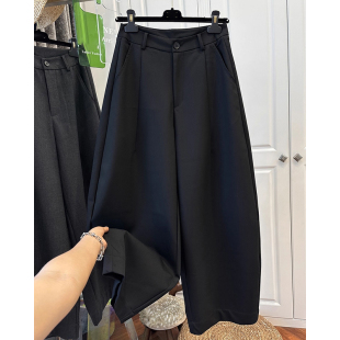 新款 通勤显瘦小个子九分松紧腰休闲西裤 女士弯刀西装 韩版 裤 春秋季