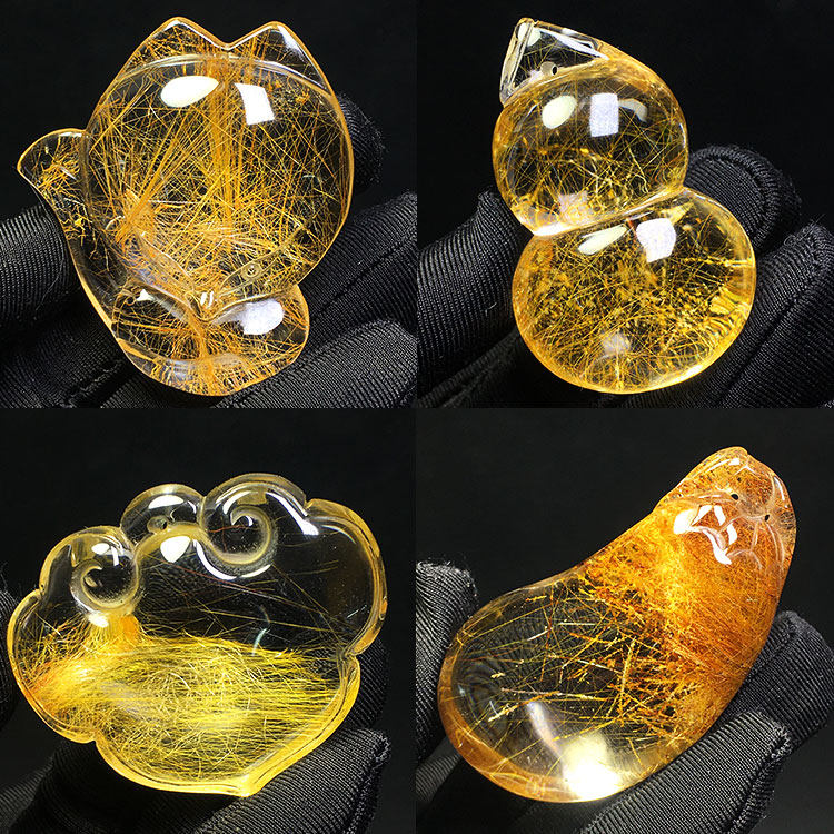 天然金发晶钛晶红黄铜发顺发白发