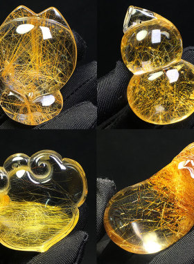 天然金发晶钛晶红黄铜发顺发白发