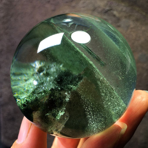 天然异象红绿四季彩幽灵球摆件