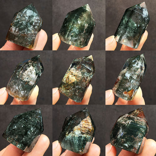 巴西天然水晶绿幽灵四季彩幽灵柱