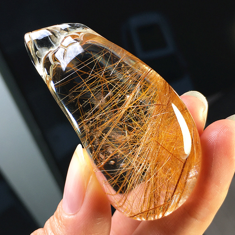 天然金发晶钛晶红铜顺发原石雕刻貔貅福瓜如意狐狸吊坠手把件摆件