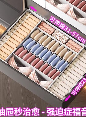 袜子收纳盒分隔整理箱伸缩三合一文胸内裤内衣储物盒家用衣柜神器