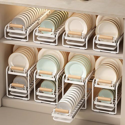 厨房柜内抽拉碗碟置碗架沥水收纳