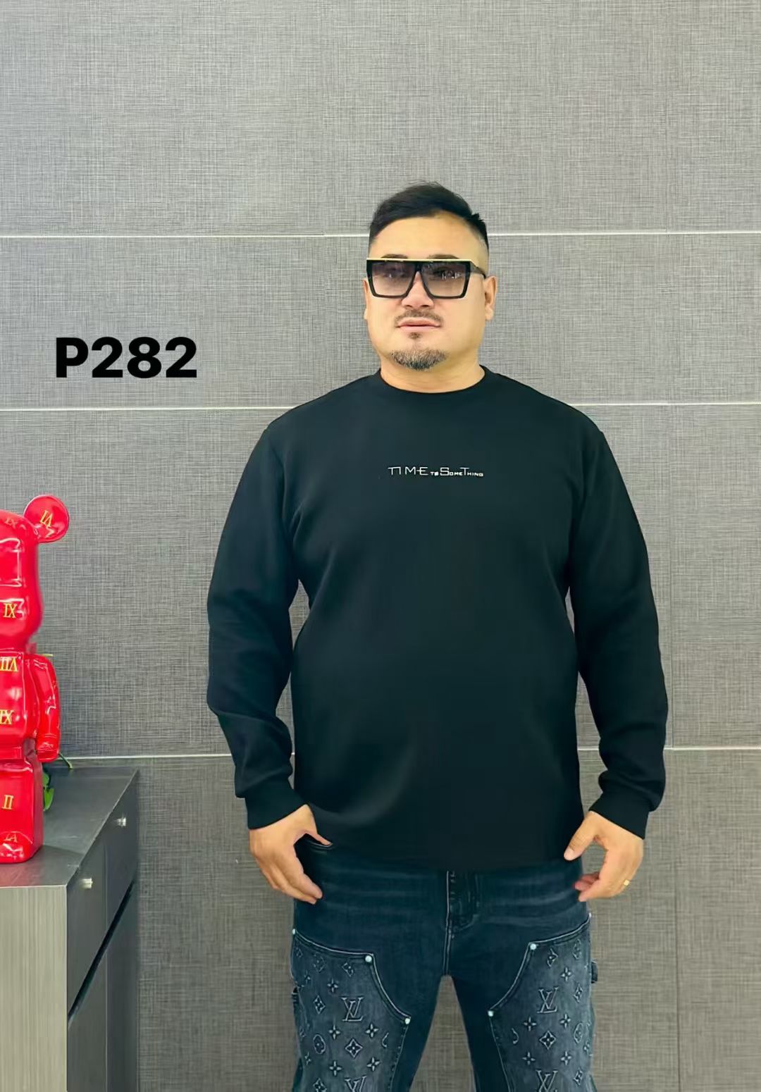 达依空间加肥加大码春秋冬圆领卫衣长袖T恤胖子穿打底上衣56P282