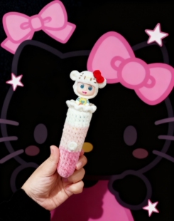 手工钩织jojo宝宝巴士点读笔kitty凯蒂猫渐变毛绒笔套保护套成品