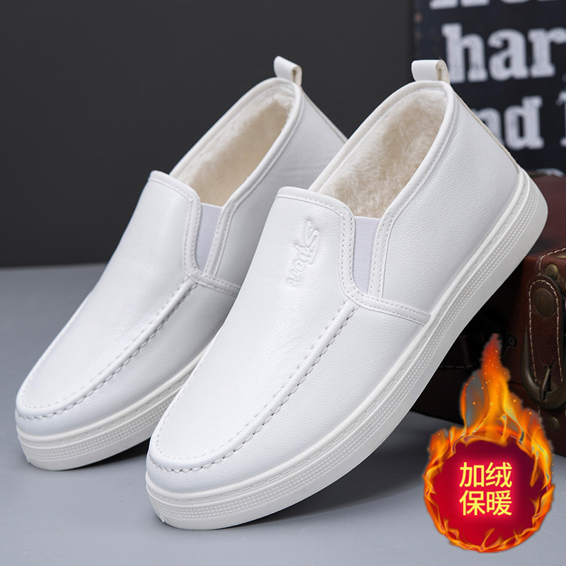 2025冬季棉鞋男加绒加厚保暖一脚蹬休闲鞋软底防滑医院护士工作鞋