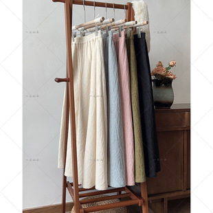 5367《朝云落梦》秋冬精致加绒休闲A字裙复古文艺棉提花半身裙