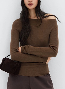 女神降临！岛精无缝18针德国BY120s OTW羊毛一字领针织打底衫