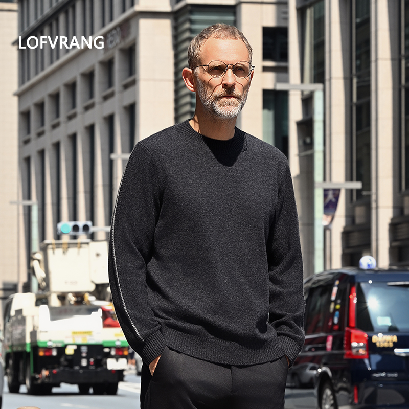 100%纯羊毛衫男士毛衣通勤休闲